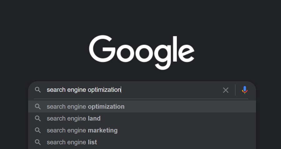 Google search for "search engine optimisation"